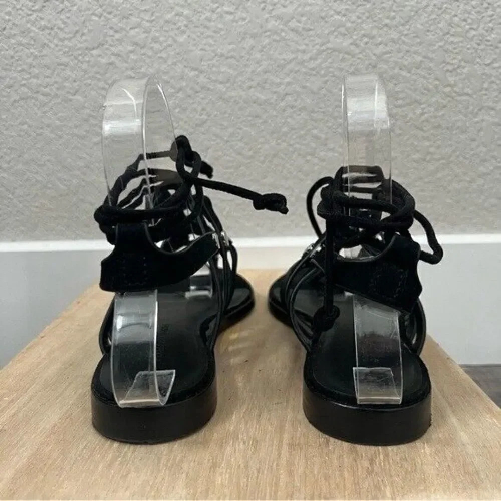 Rebecca Minkoff Evonne Black Suede Strappy Thong Sandals 7 - Picture 6 of 6